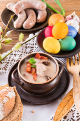 Polish Easter soup with egg and sausage