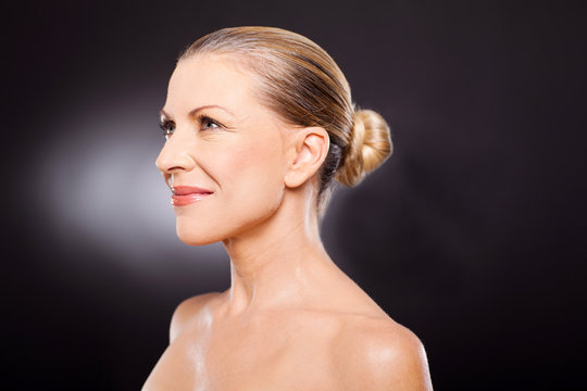 middle aged woman side view