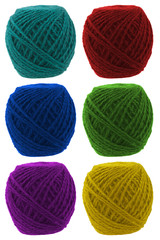 Tangle of knitting yarn set different colors