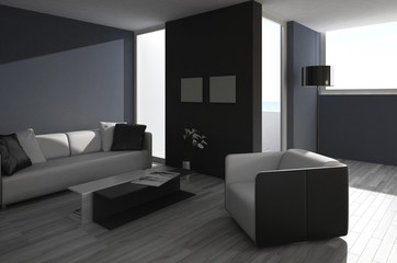 3D Living Room Interior with couch furniture