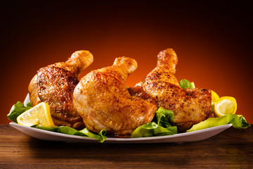 Grilled chicken legs and vegetables