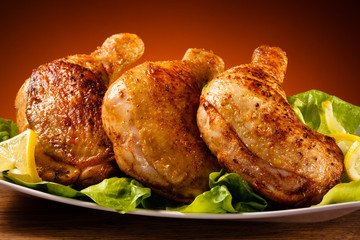 Grilled chicken legs and vegetables