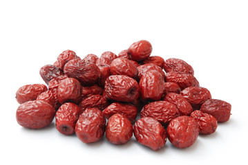 dried jujube on white,traditional chinese herbal medicine