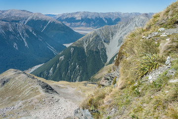 aerial view of glacial valley in Arthur's Pass National Park