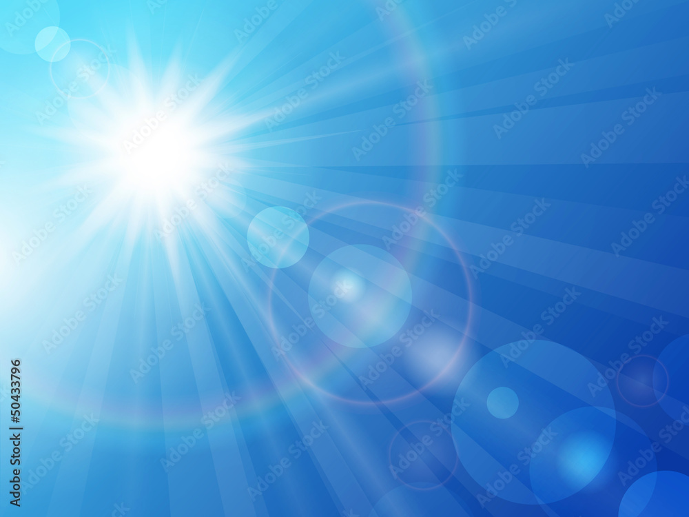 Wall mural sun on a blue sky