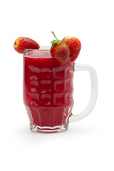 Strawberry smoothie isolated on white in glass