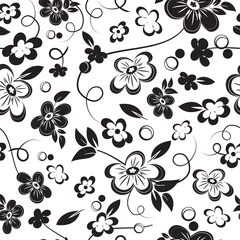 Stickers meubles Fleurs noir et blanc Fond floral sans couture