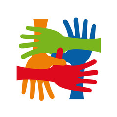 Logo teamwork, hands crossed # Vector