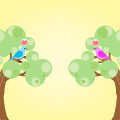 Couple of birds in love. Vector illustration