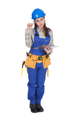 Female Worker Writing On Clipboard