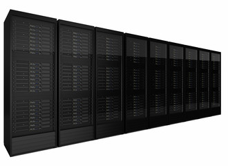 Row of many server racks