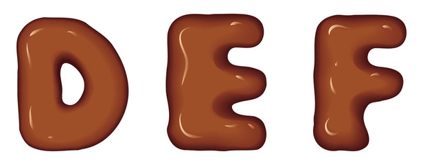 Vector set of characters consisting of melted chocolate
