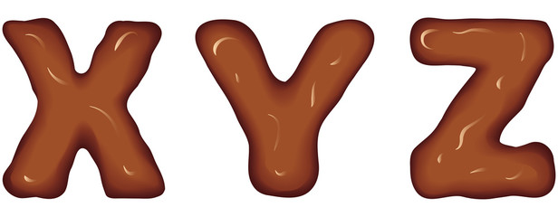 Vector set of characters consisting of melted chocolate