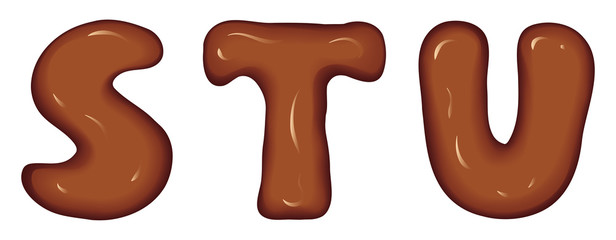 Vector set of characters consisting of melted chocolate