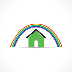 maison avec arc-en-ciel