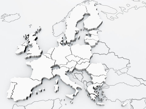 Fototapeta Europa und angrenzende Länder detailgetreu (8000px)