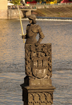 The statue of the knight Bruncvik, Charles bridge, Prague