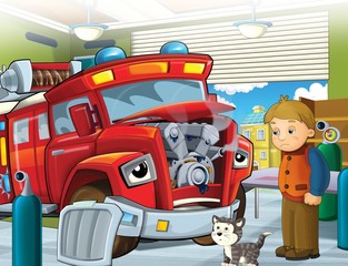 The red firetruck - duty - illustration for the children
