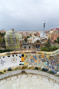 Views from the Parc Guell designed by  Gaudi in Barcelona