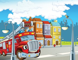 The red firetruck - duty - illustration for the children