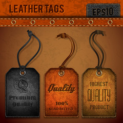 Leather tags set - eps 10
