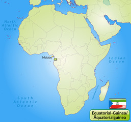 Übersichtskarte von Äquatorialguinea mit Landesflagge