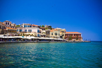 Obraz premium Harbor and streets of Chania/Crete/Greece