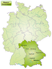 Landkarte von Deutschland und Bayern