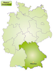Fototapeta na wymiar Landkarte von Deutschland und Bayern