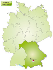 Fototapeta na wymiar Landkarte von Deutschland und Bayern