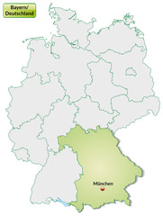 Fototapeta na wymiar Mapa Niemiec i Bawarii