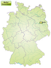 Landkarte von Deutschland und Berlin