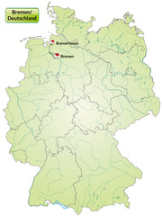 Landkarte von Deutschland und Bremen