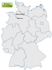 Landkarte von Deutschland und Bremen