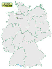 Fototapeta na wymiar Landkarte von Deutschland und Bremen