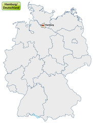 Landkarte von Deutschland und Hamburg