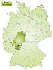Landkarte von Deutschland und Hessen