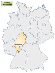 Landkarte von Deutschland und Hessen