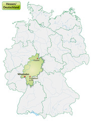 Obraz premium Landkarte von Deutschland und Hessen