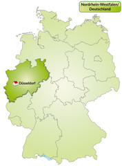 Obraz premium Landkarte von Deutschland und Nordrhein-Westfalen
