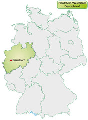 Naklejka na ściany i meble Mapa Niemiec i Nadrenii Północnej-Westfalii