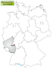 Landkarte von Deutschland und Rheinland-Pfalz