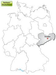 Landkarte von Deutschland und Sachsen
