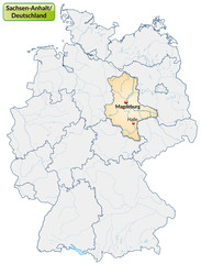 Landkarte von Deutschland und Sachsen-Anhalt