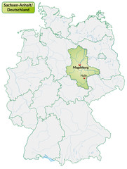 Landkarte von Deutschland und Sachsen-Anhalt