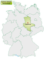 Landkarte von Deutschland und Sachsen-Anhalt