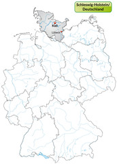 Landkarte von Deutschland und Schleswig-Holstein