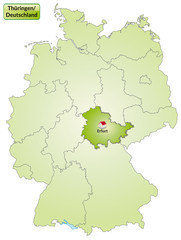 Landkarte von Deutschland und Thüringen