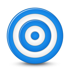 Blue darts target aim on white background
