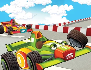 Foto auf Glas Das Formelrennen - Superauto - Illustration für die Kinder © honeyflavour